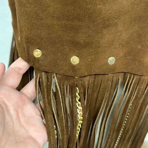 Ultra Rare Vintage Duette Leather Fringe with Chains Vest Made in Spain - Picture 10 of 16
